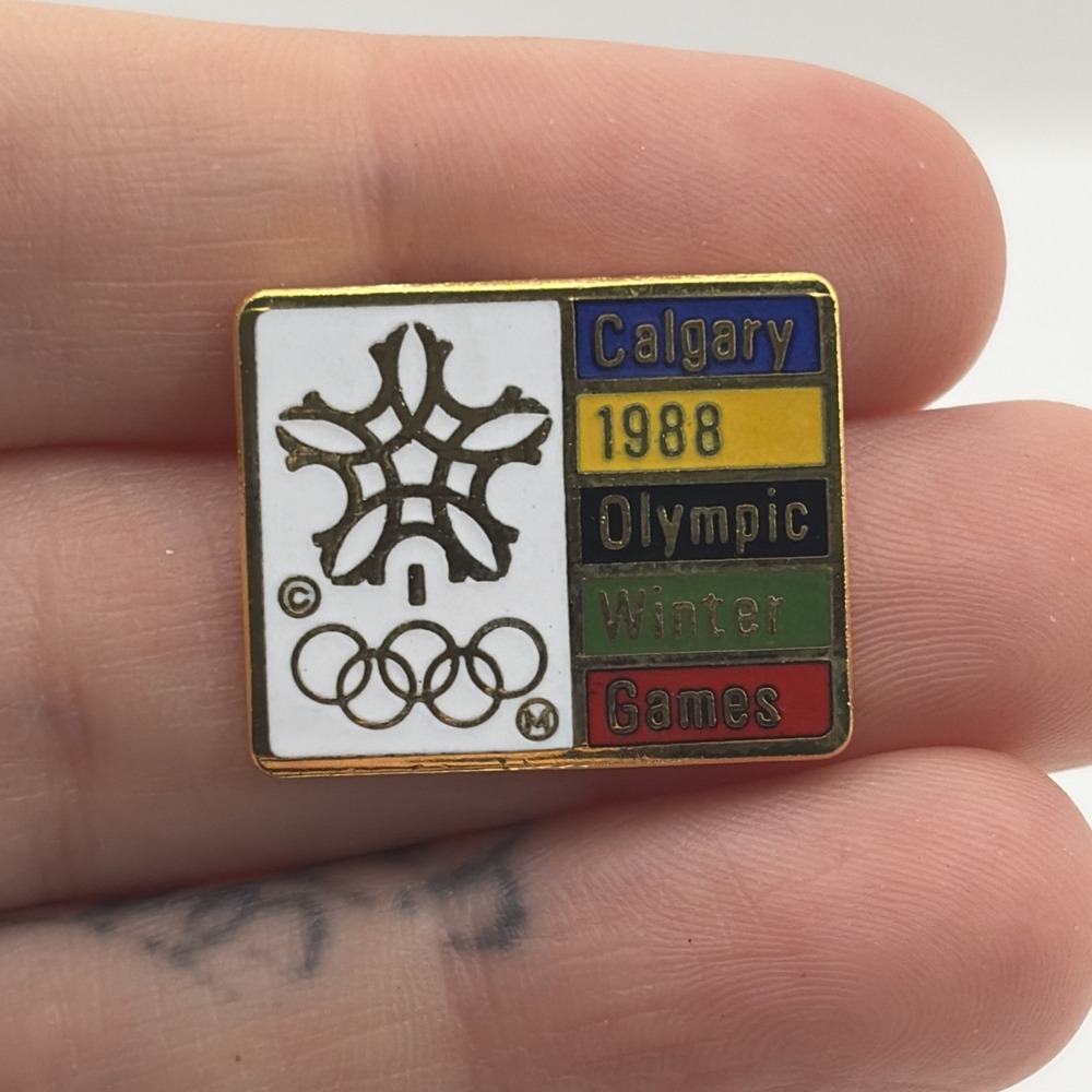 1988 Calgary Winter Olympics XV Games Snowflake Logo Lapel Hat Pin
